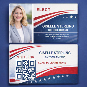 School Board Voter Election Campaign Photo QR Code Business Card