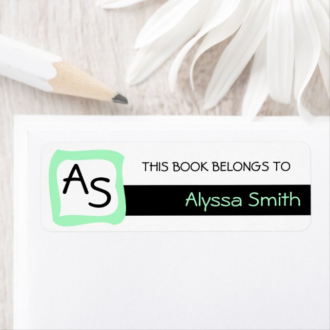 School Book Labels Teal Frame This Book Belongs To (Insitu)