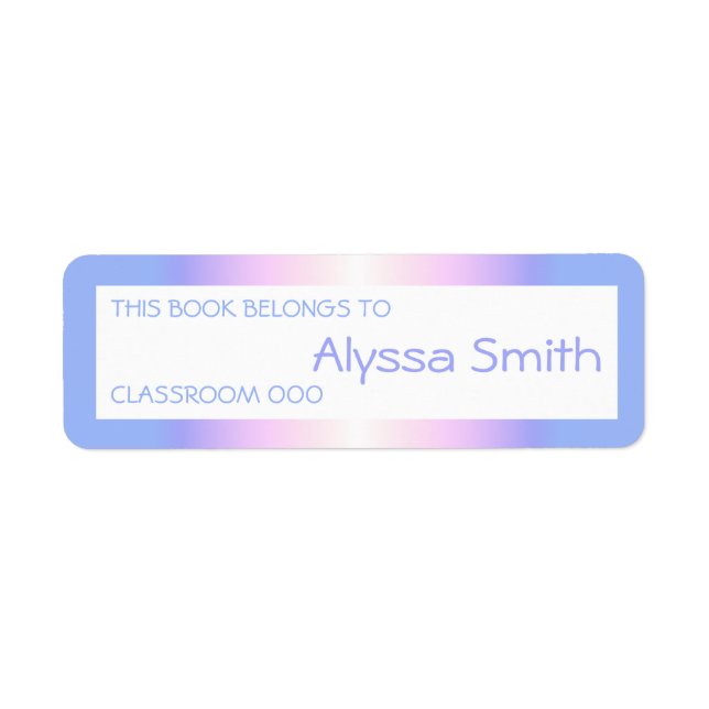 School Book Name Classroom Labels Rainbow Ombre (Front)