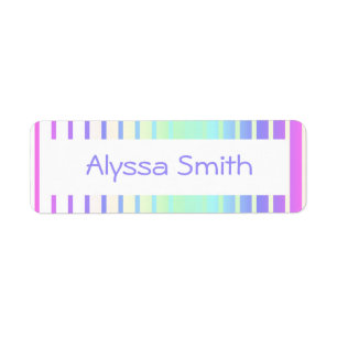 School Book Name Labels Rainbow Stripes Colorful