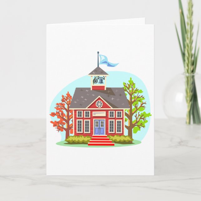 School Building Greeting Cards (Front)