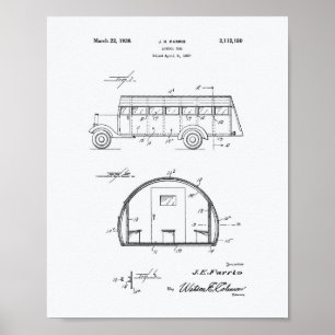 School Bus 1937 Patent Art White Paper Poster