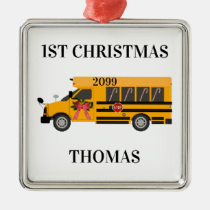 School Bus 1st Christmas Keepsake Metal Ornament