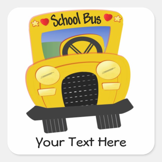 School Bus 2 (Customisable) Square Sticker (Front)