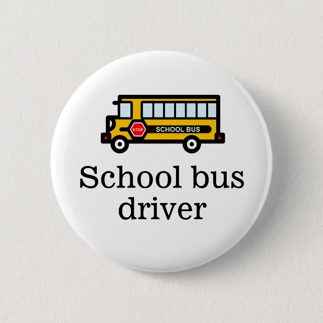 School bus 6 cm round badge (Front)