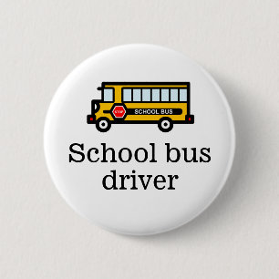 School bus 6 cm round badge