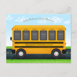 School Bus 6 Photo Frame Custom Kid's Memories Postcard