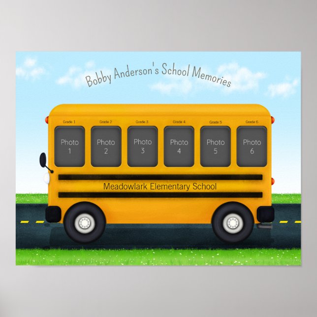 School Bus 6 Photo Frame Custom Kid's Memories Poster (Front)