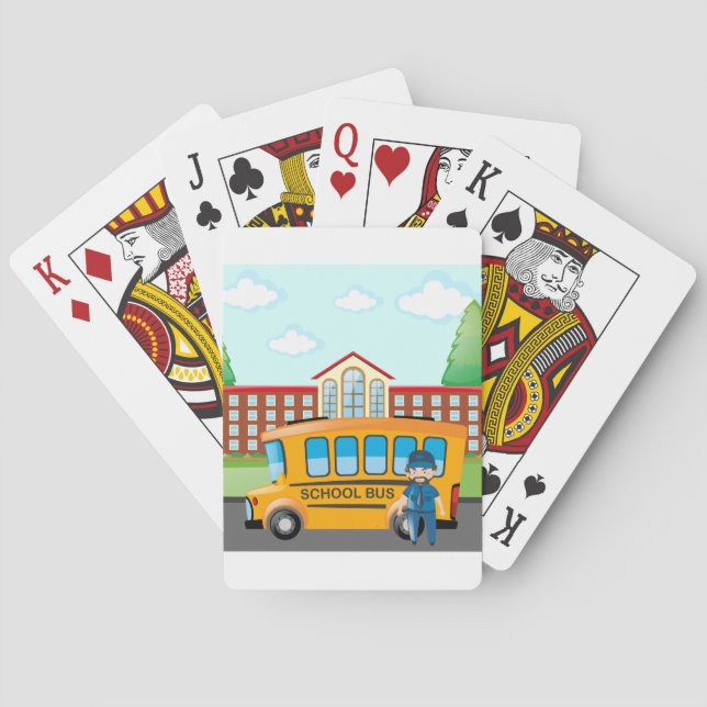 School Bus And Driver Playing Cards (Back)