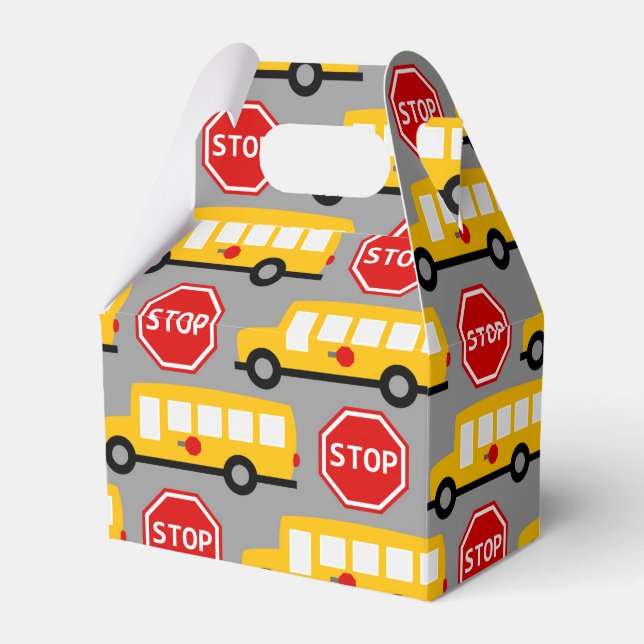 School Bus and Stop Sign Favour Box (Front Side)