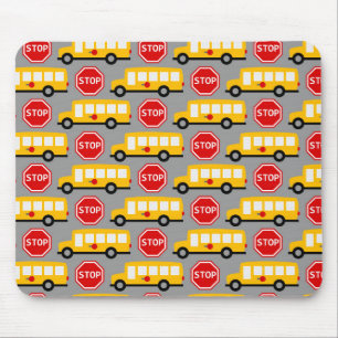 School Bus and Stop Sign Mouse Pad