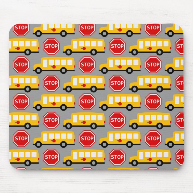 School Bus and Stop Sign Mouse Pad (Front)