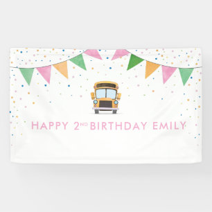 School Bus Birthday Banner for Girls