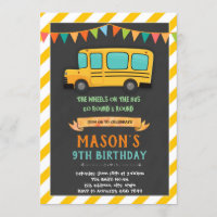 School Bus Birthday Invitation