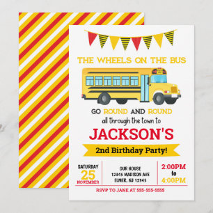 School Bus Birthday Invitation / Wheels on the Bus