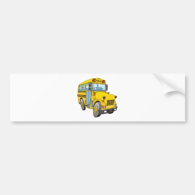 School Bus Cartoon Bumper Sticker (Front)
