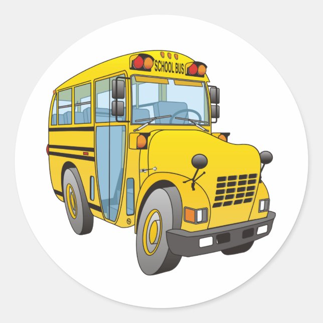 School Bus Cartoon Classic Round Sticker (Front)