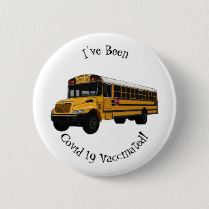 School bus cartoon illustration  6 cm round badge