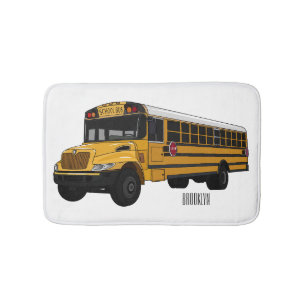 School bus cartoon illustration bath mat