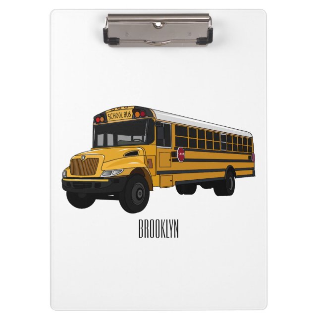 School bus cartoon illustration  clipboard (Front)
