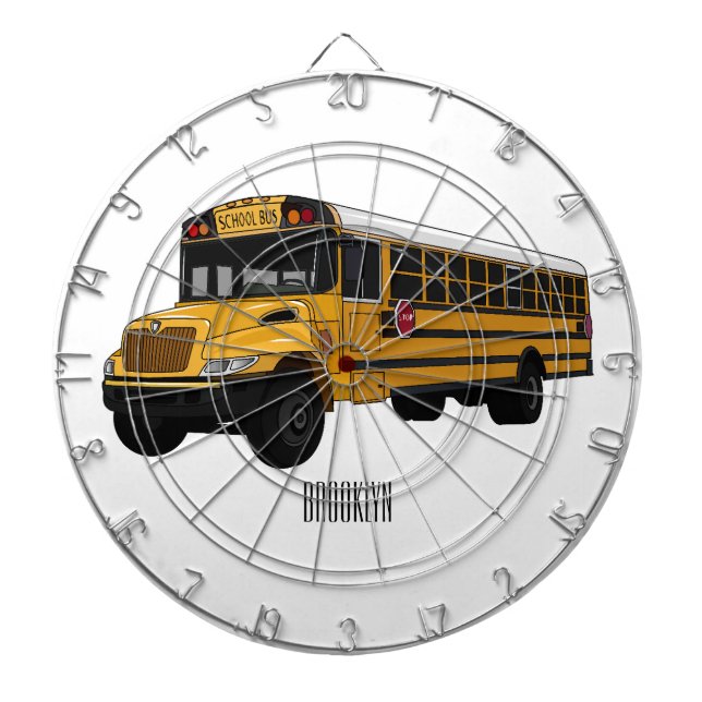 School bus cartoon illustration  dartboard (Front)