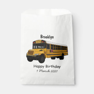 School bus cartoon illustration favour bag
