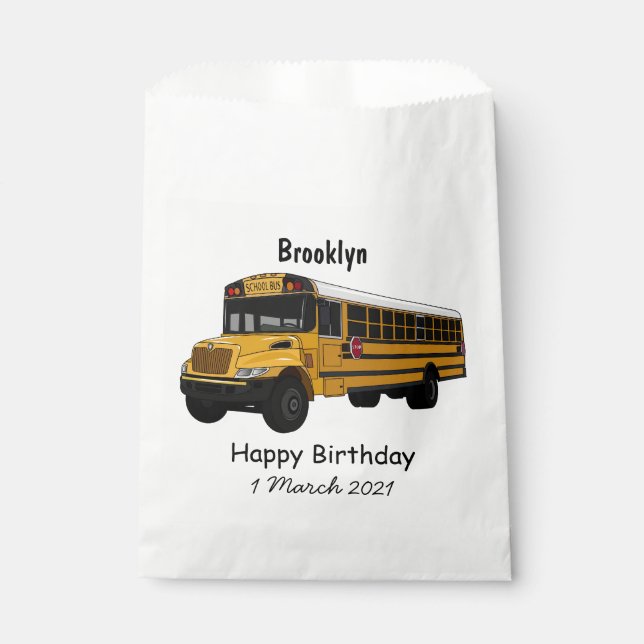 School bus cartoon illustration  favour bag (Front)