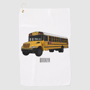School bus cartoon illustration  golf towel