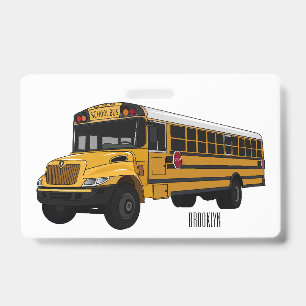 School bus cartoon illustration   ID badge