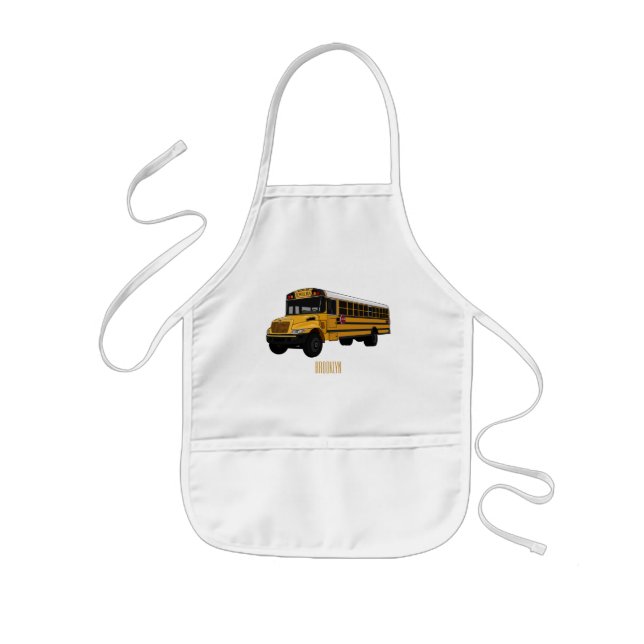 School bus cartoon illustration kids apron (Front)