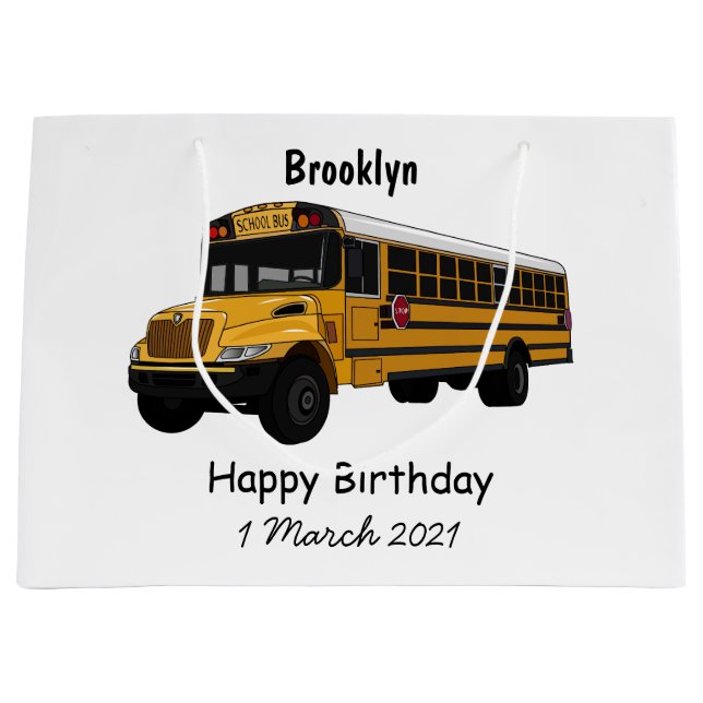 School bus cartoon illustration  large gift bag (Front)