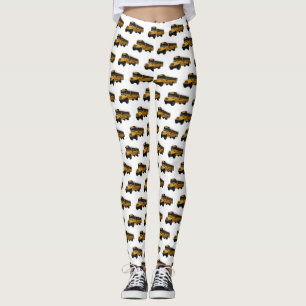 School bus cartoon illustration leggings