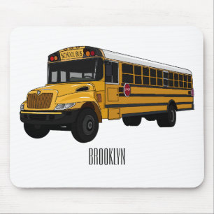School bus cartoon illustration mouse pad