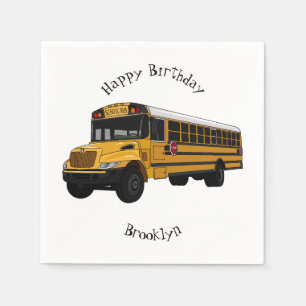 School bus cartoon illustration   napkin