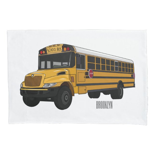 School bus cartoon illustration   pillowcase (Front)