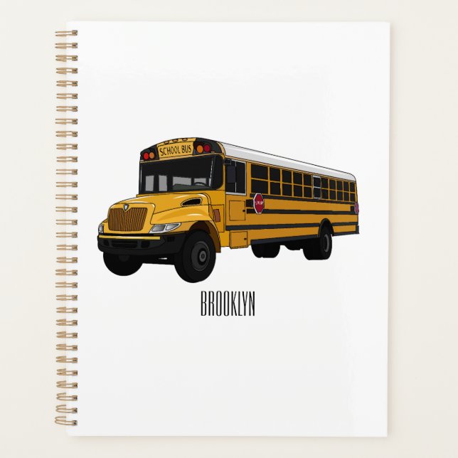School bus cartoon illustration  planner (Front)