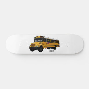 School bus cartoon illustration  skateboard