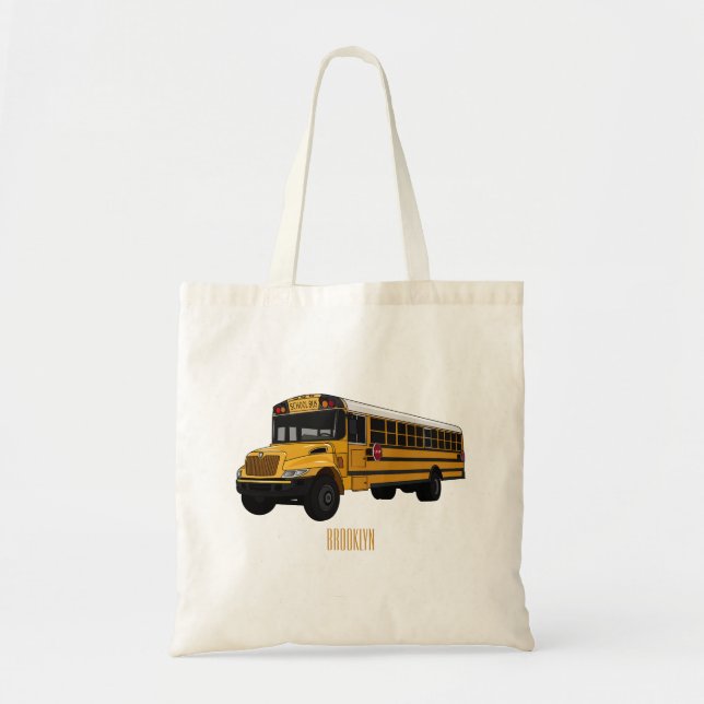 School bus cartoon illustration tote bag (Front)