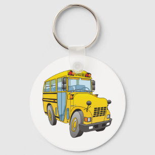 School Bus Cartoon Key Ring