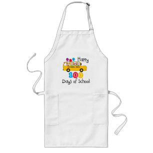 School Bus Celebrate 100 Days Long Apron
