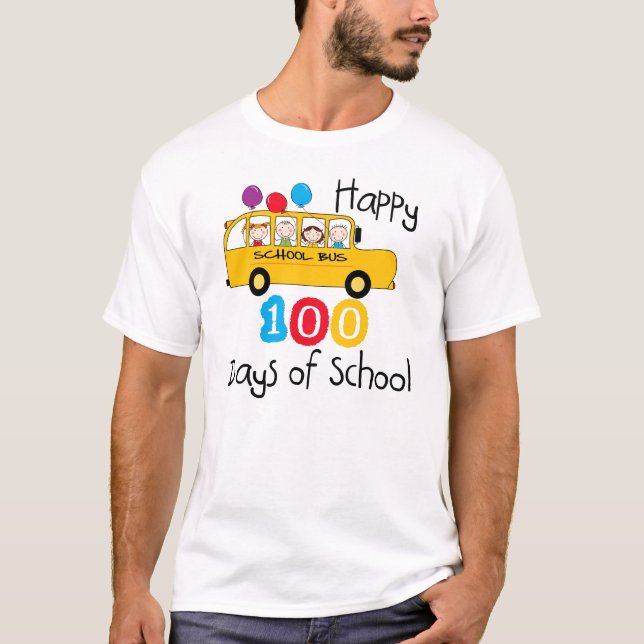 School Bus Celebrate 100 Days T-Shirt (Front)