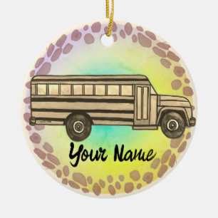 School Bus  Ceramic Ornament