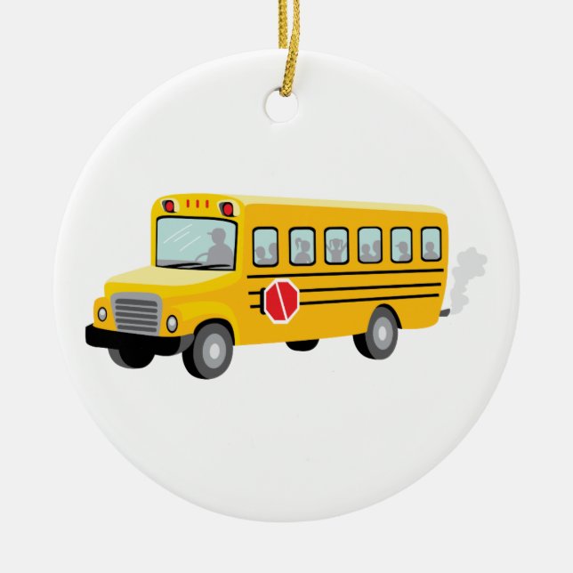 School Bus Ceramic Tree Decoration (Front)