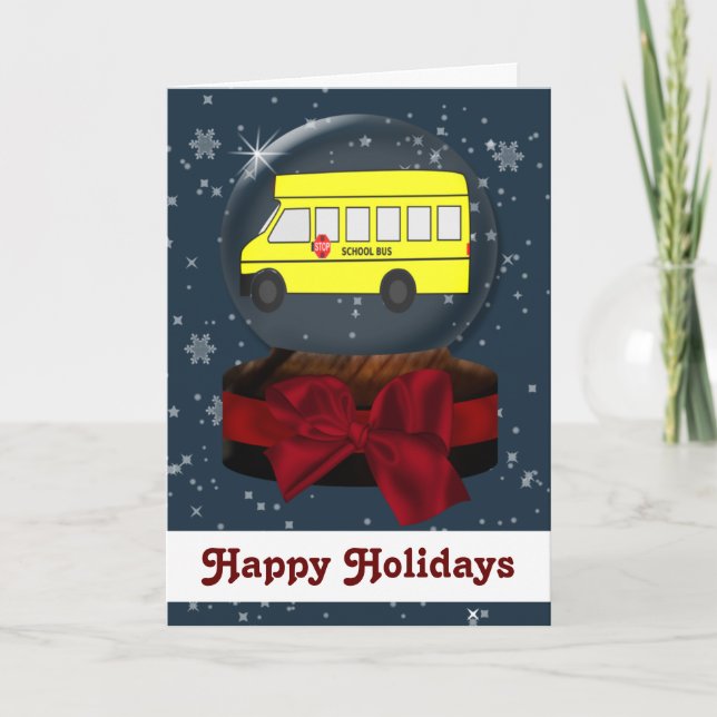 school bus Christmas Cards (Front)