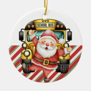 School Bus Christmas for Driver Ceramic Ornament