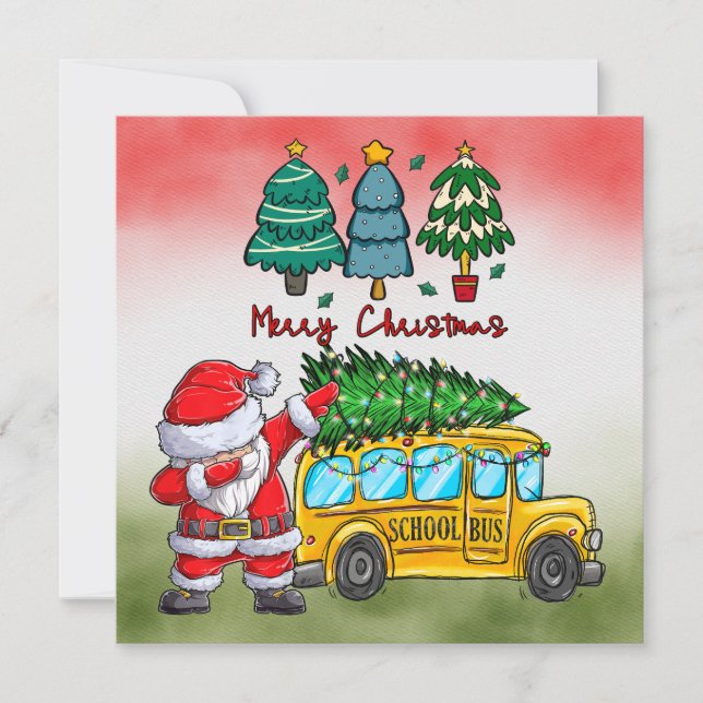 School Bus Christmas for Driver Holiday Card (Front)