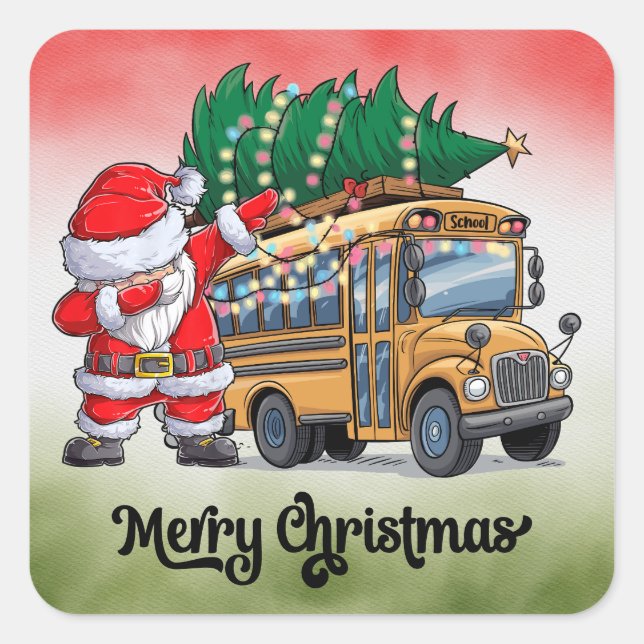 School Bus Christmas for Driver Square Sticker (Front)