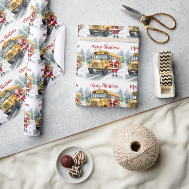 School Bus Christmas for Driver Wrapping Paper (Crafts)