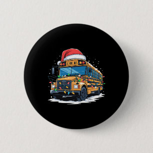 School Bus Christmas Tree Cute Santa Hat Lights Xm 6 Cm Round Badge