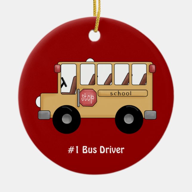 School Bus (Customisable) Ceramic Ornament (Front)